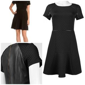 Nina Leonard Faux Leather Back Quilted Scuba Dress